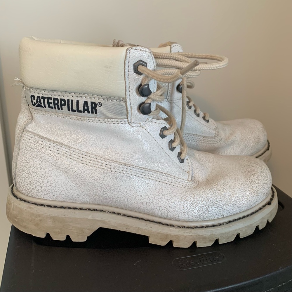 Caterpillar Colorado Burnish Brights white boots size 9